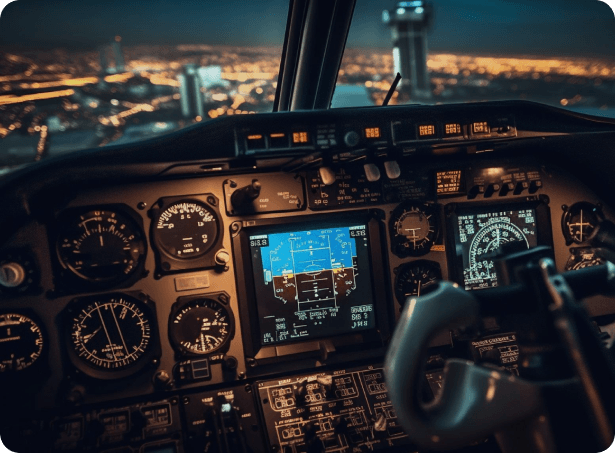 Cockpit view at night